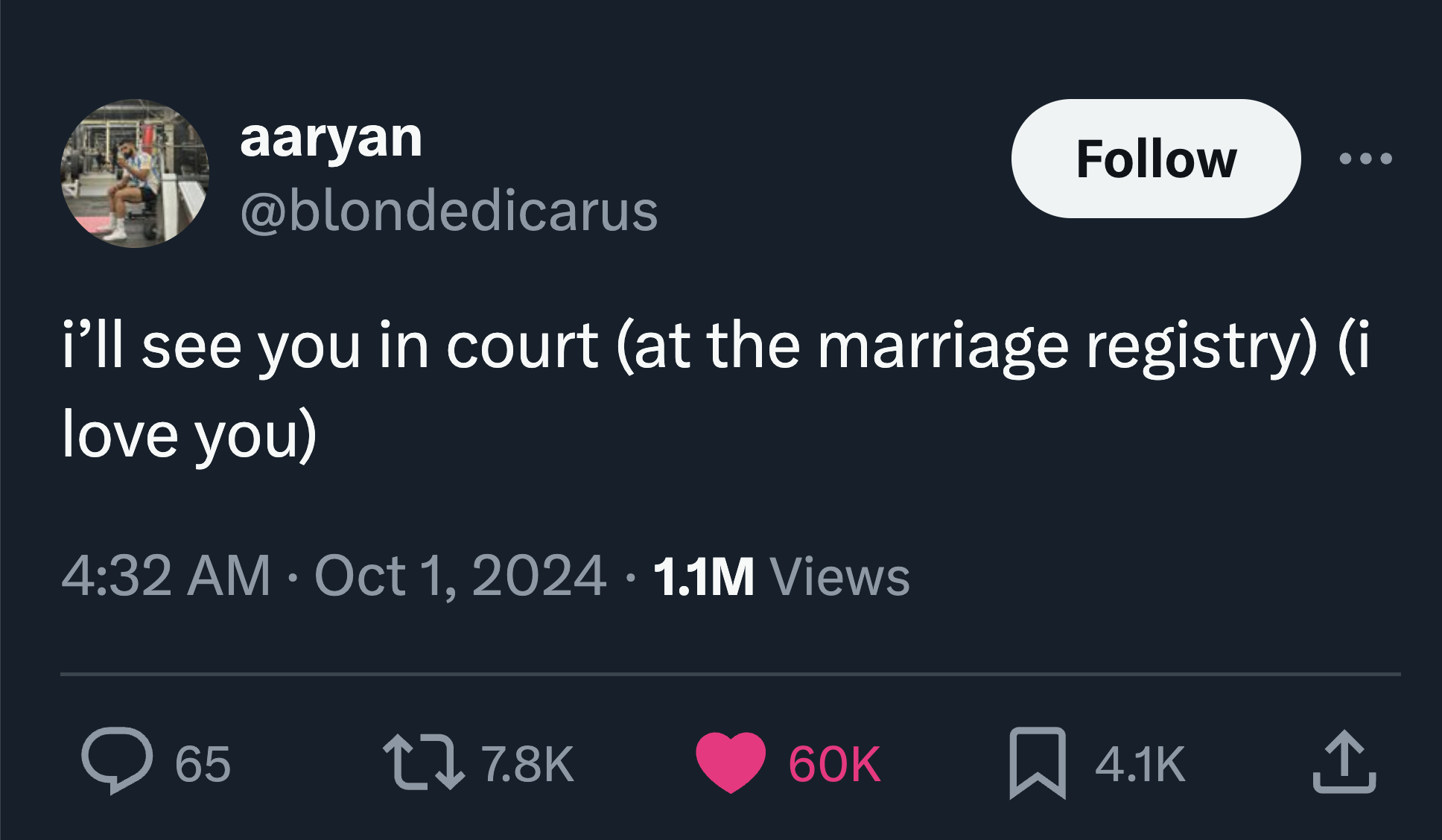 screenshot - aaryan i'll see you in court at the marriage registry i love you 1.1M Views 65 17 60K